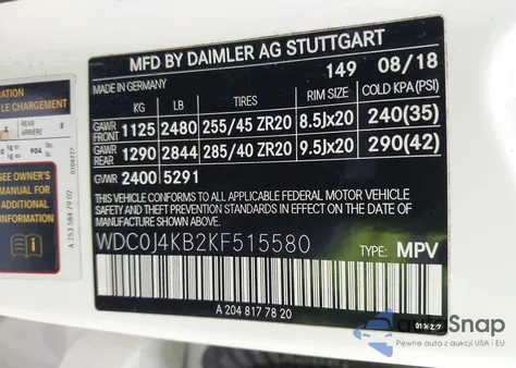 2019 Mercedes-Benz Glc 300 Coupe 4Matic from USA, damaged, VIN WDC0J4KB2KF515580